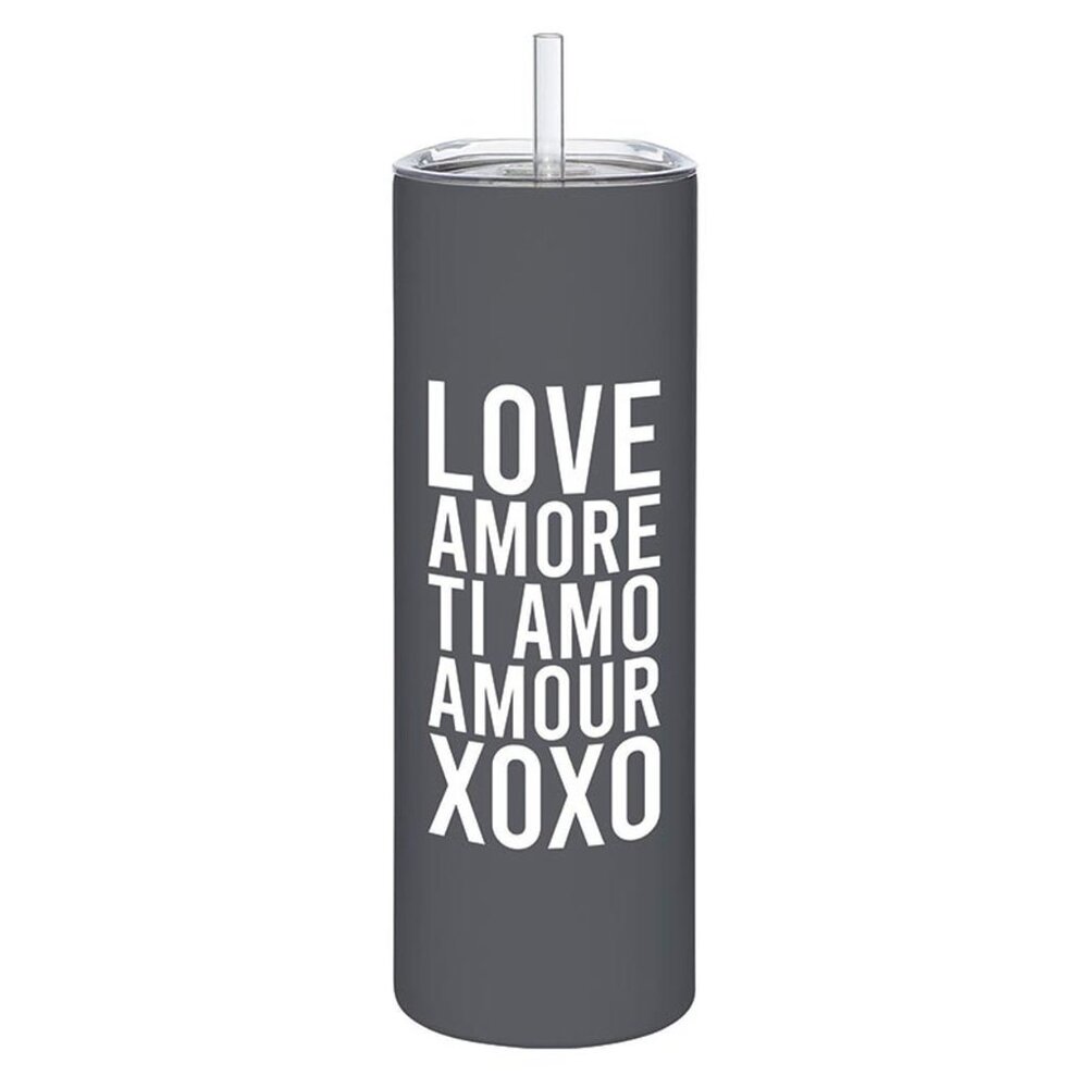 Skinny Tumbler with Straw - Love/NWT
